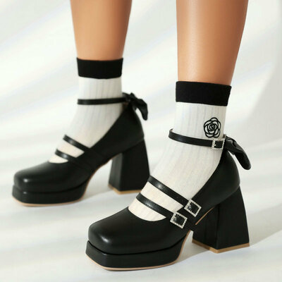 Double Strap Mary Jane High Heels - 3 colors