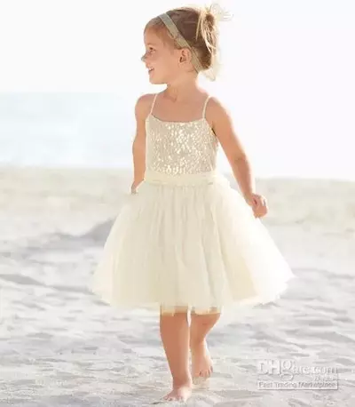 New Arrival 2 -14 Years Old A-Line Spaghetti Knee Length Tulle Ivory Flower Girl Dress Children