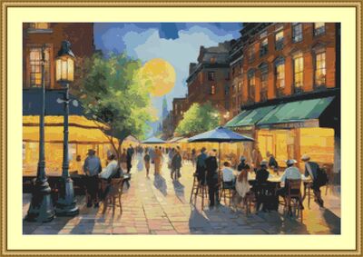 Street Cafe Cross Stitch Pattern