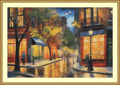 Street Corner Cross Stitch Pattern
