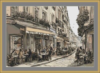 Street In Paris Cross Stitch Pattern
