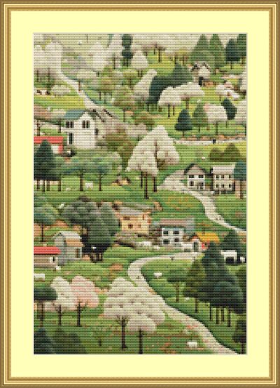 Village Cross Stitch Pattern
