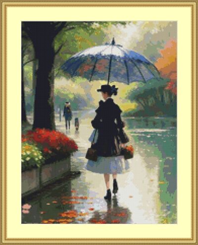 Under The Umbrella Cross Stitch Pattern
