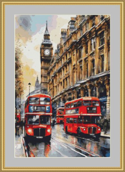 London Buses Cross Stitch Pattern