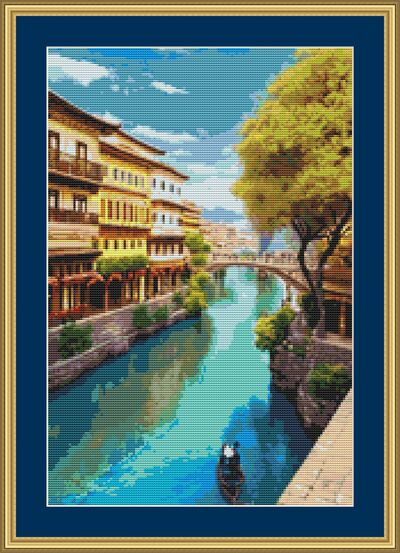 Along The Canal Cross Stitch Pattern