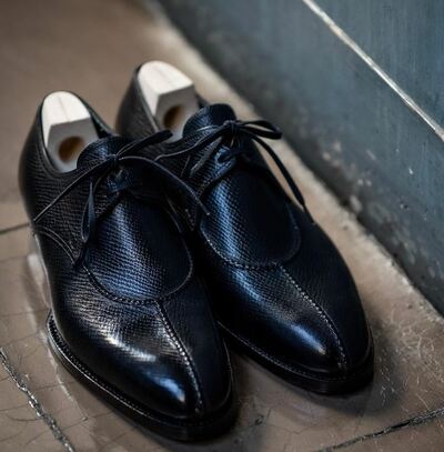 Beautiful Handmade Split Toe Black Lace Up Shoes