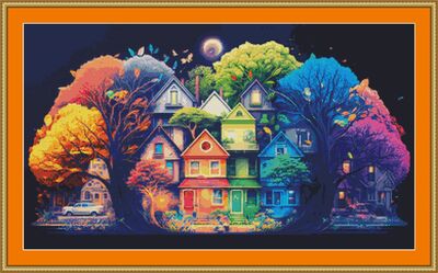 Colourful Street Cross Stitch Pattern