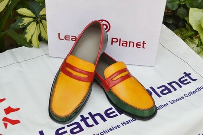 Crafted Leather Classic Tri-Tone Loafers Formal Moccasin Dress Shoes For Men