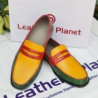 Crafted Leather Classic Tri-Tone Loafers Formal Moccasin Dress Shoes For Men - Thumbnail 1