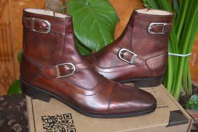 Crafted Leather Classic Brown Double Buckle Strap Leather Jodhpur Dress Boot