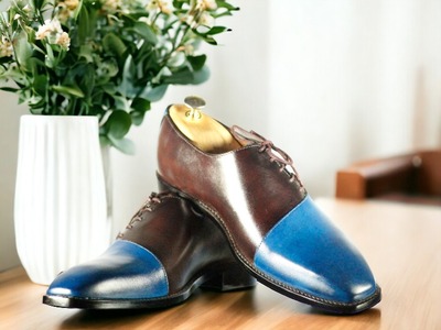Handmade Men's Two tone Laceup Leather Shoes