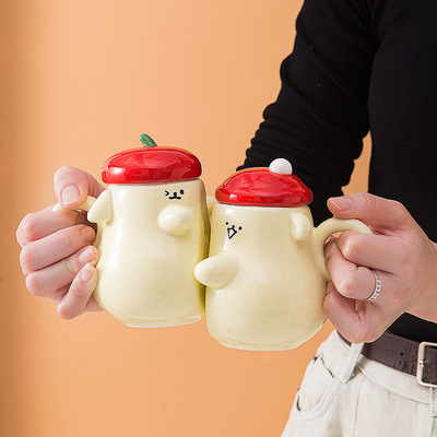 Cute Cartoon Hug Couple Mug Set