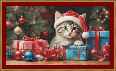 Christmas Kitten Cross Stitch Pattern