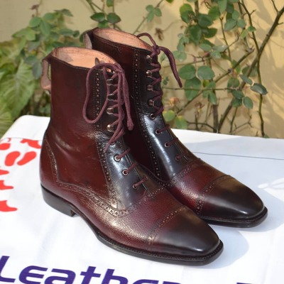Mens Handmade Unique Leather Ankle Boots