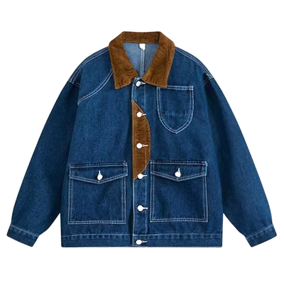 CONTRAST COLLAR DENIM JACKET