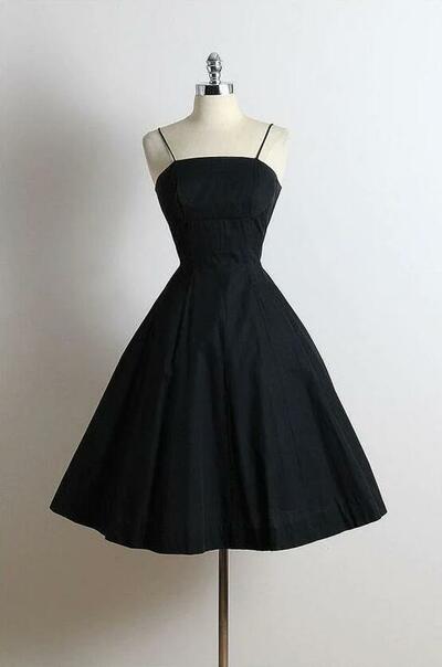 Spaghetti Straps A Line Black Short Prom Dresses