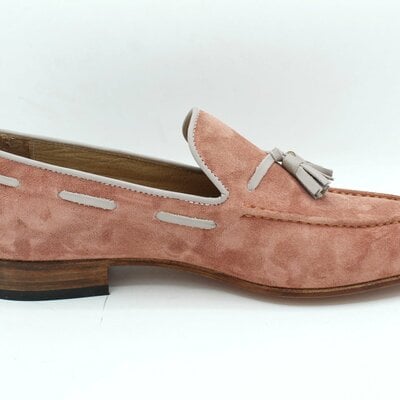 Crafted leather calfskin suede leather tassel loafers dress shoes - Thumbnail 5