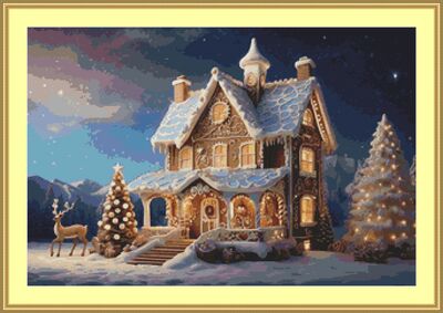Gingerbread House Cross Stitch Pattern