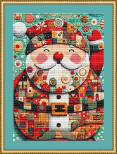 Patchwork Santa Cross Stitch Pattern