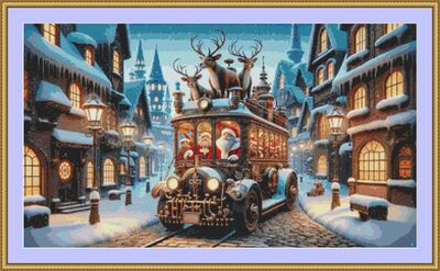 Santa's Bus Cross Stitch Pattern