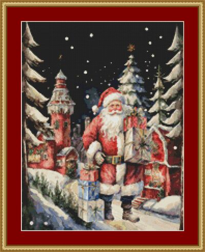 Santa's Christmas Village Cross Stitch Pattern