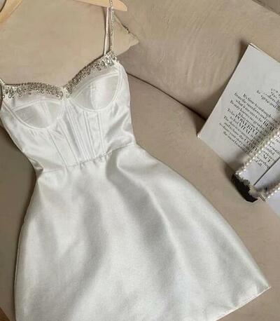 Sexy Straps Short Homecoming Dress With Beading