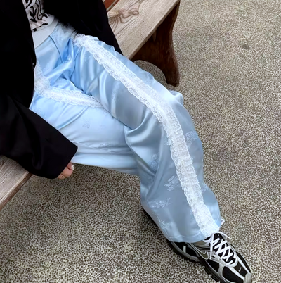 Y2K BABY BLUE LACE PANTS