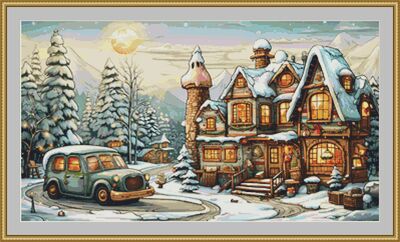 Snowy House Cross Stitch Pattern