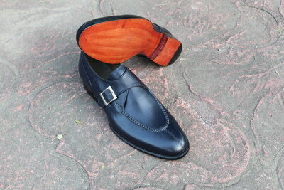 Crafted Leather Gray Split Toe Derby Classic Last Monk Strap Dress Shoes