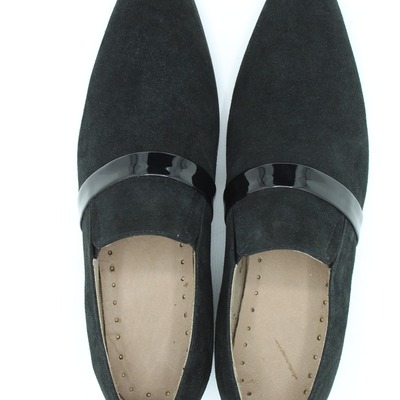 Handmade mens genuine black suede moccasins loafers dress shoes - Thumbnail 3