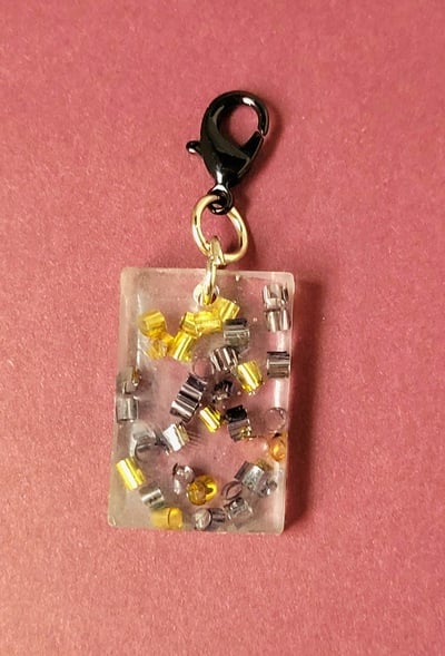 Gold and silver resin keychain