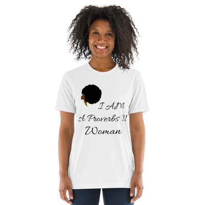 "I Am a Proverbs 31 Woman" Short sleeve t-shirt - Afro Design