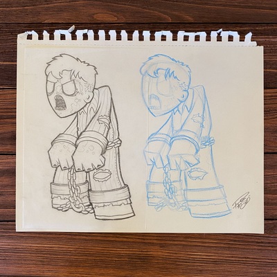 Original concept sketch - “prison walker” walking dead mystery mini