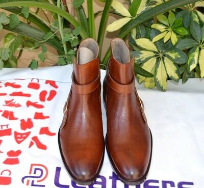 Crafted Leather Handmade Brown Leather Jodhpur Style Boot
