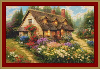 Summer Cottage Cross Stitch Pattern