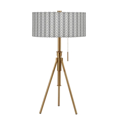 Tripoli Adjustable Table Lamp - Farmhouse Pattern Shades - SBC-TRIPOLI-BRASS-SANDDOLLAR_GRAY