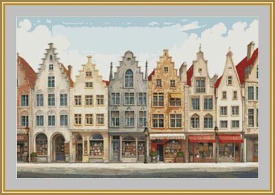 Row Of Shops Cross Stitch Pattern