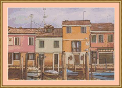 Port Houses Cross Stitch Pattern