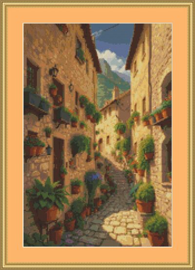Narrow Alleyway Cross Stitch Pattern