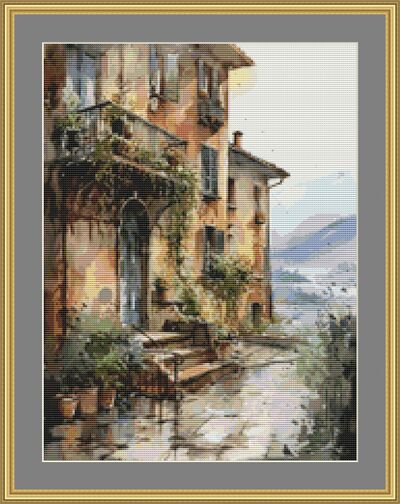 Front Of A Villa Cross Stitch Pattern