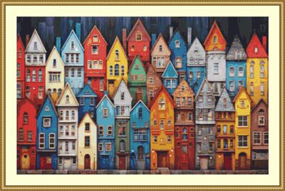 Colourful Houses Cross Stitch Pattern