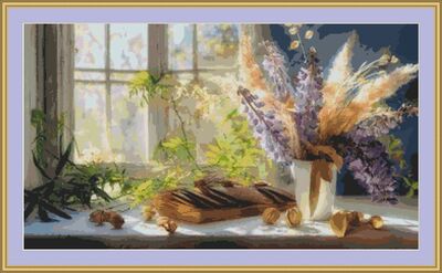 Wisteria Flowers Cross Stitch Pattern