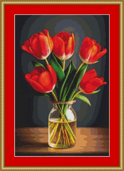 Vase Of Tulips Cross Stitch Pattern