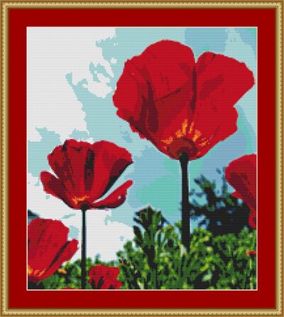Red Poppies Cross Stitch Pattern