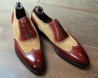 Oxford Magnificent Maroon Beige Two Tone Superior Leather Lace Up Men Shoes