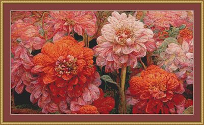 Pretty Dahlias Cross Stitch Pattern