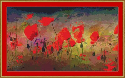 Poppies In The Breeze Cross Stitch Pattern
