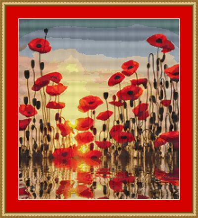 Poppies At Sunset Cross Pattern