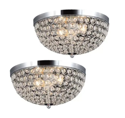 CRYSTAL GLAM 2 LIGHT CEILING FLUSH MOUNT - LHM-2000-WH Lalia Home Crystal Glam 2 Light Ceiling Flush Mount - LHM-2000-WH