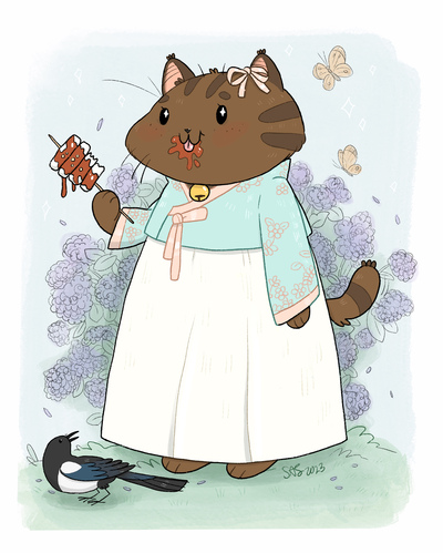 Hanbok Cat Luster Print *LIMITED*